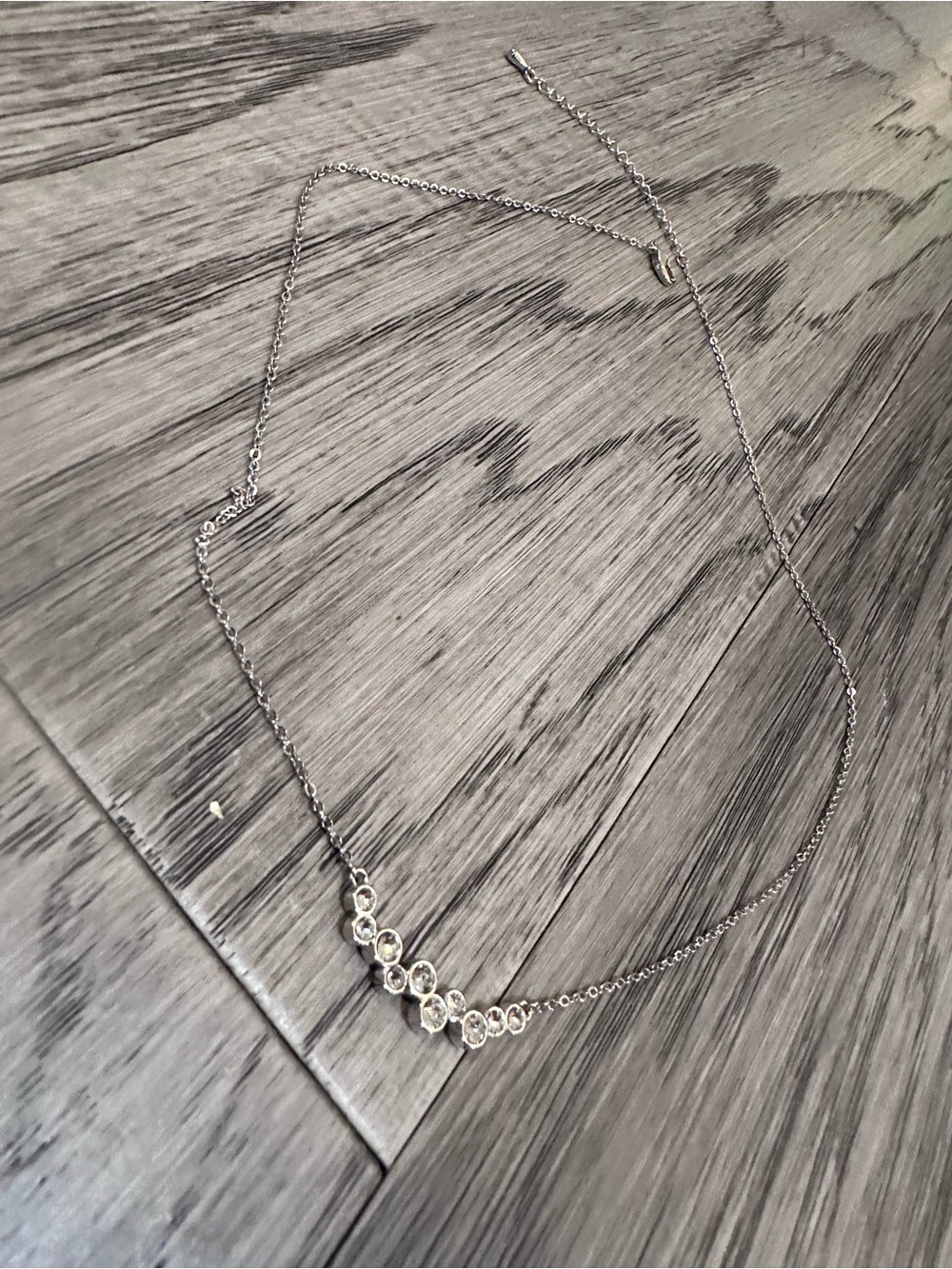Silver tone Crystal Station Necklace - Women Jewelry